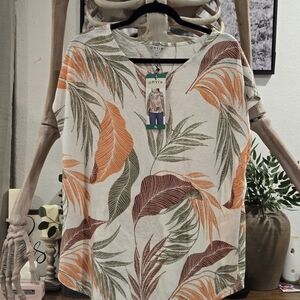 Orvis Tropical Leaf Print Blouse